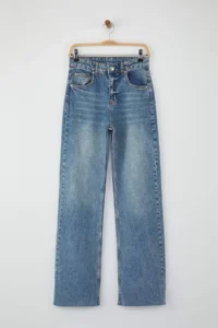 TRENDYOLMİLLA Mavi High Waist Cutaway Less Flexible Wide Leg/Wide Leg jeans - Image 6