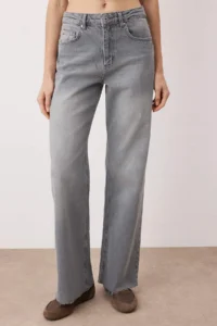 TRENDYOLMİLLA Gray High Waist comfort Wide Leg Palazzo Pants jeans - Image 3