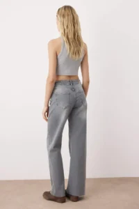 TRENDYOLMİLLA Gray High Waist comfort Wide Leg Palazzo Pants jeans - Image 4