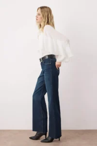 TRENDYOLMİLLA Dark Blue High Waist comfort Wide Leg Palazzo Pants jeans - Image 2