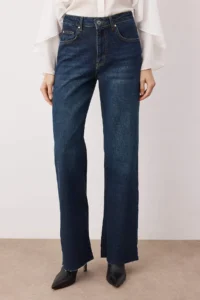 TRENDYOLMİLLA Dark Blue High Waist comfort Wide Leg Palazzo Pants jeans - Image 3
