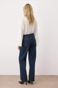 TRENDYOLMİLLA Dark Blue High Waist comfort Wide Leg Palazzo Pants jeans - Image 4