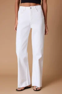 TRENDYOLMİLLA White High Waist comfort Wide Leg Palazzo Pants jeans - Image 3