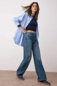 TRENDYOLMİLLA Mavi High Waist Wide Leg Wide Leg jeans - Image 2