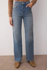 TRENDYOLMİLLA Mavi High Waist Middle Flexible Wide Leg Palazzo Pants jeans - Image 3