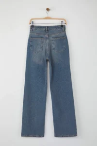 TRENDYOLMİLLA Mavi High Waist Middle Flexible Wide Leg Palazzo Pants jeans - Image 6