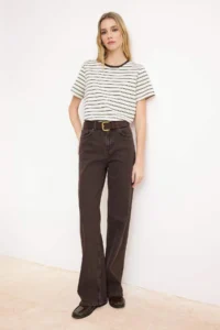 TRENDYOLMİLLA Brown High Waist Wide Leg jeans - Image 2