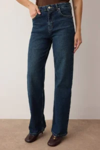 TRENDYOLMİLLA Dark Blue High Waist Middle Flexible Wide Leg Palazzo Pants jeans - Image 3