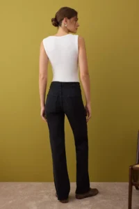 TRENDYOLMİLLA Black Regular Waist Wide Leg Middle Flexible Straight Smoke jeans - Image 4