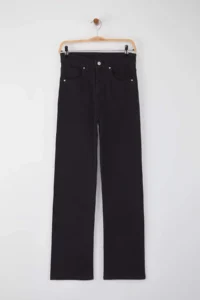 TRENDYOLMİLLA Black Regular Waist Wide Leg Middle Flexible Straight Smoke jeans - Image 5
