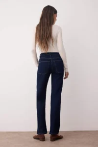 TRENDYOLMİLLA Dark Blue Regular Waist Plain Hem Middle Flexible Straight jeans - Image 4