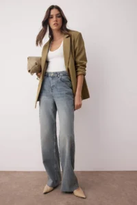 TRENDYOLMİLLA Mavi High Waist Cutaway Wide Leg Wide Leg jeans