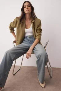 TRENDYOLMİLLA Mavi High Waist Cutaway Wide Leg Wide Leg jeans - Image 2