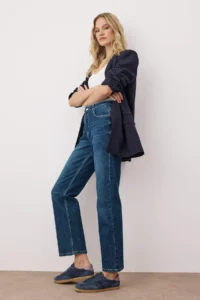 TRENDYOLMİLLA Dark Blue More Sustainable Flexible comfort Straight jeans - Image 2
