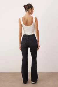 TRENDYOLMİLLA Anthracite High Waist comfort/Flexible flared leg Flare jeans - Image 4