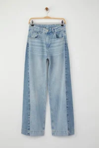 TRENDYOLMİLLA Special Collection Blue High Waist Color Blocked Wide Leg Wide Leg jeans