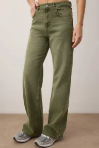 TRENDYOLMİLLA Light Khaki High Waist Vintage Washed Wide Leg jeans - Image 3
