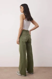 TRENDYOLMİLLA Light Khaki High Waist Vintage Washed Wide Leg jeans - Image 4