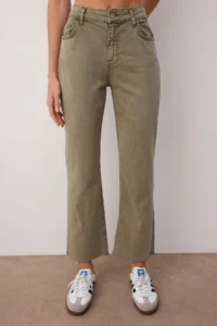 TRENDYOLMİLLA Khaki High Waist comfort/Flexible flared leg Crop Flare jeans - Image 3