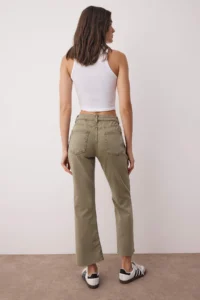 TRENDYOLMİLLA Khaki High Waist comfort/Flexible flared leg Crop Flare jeans - Image 4