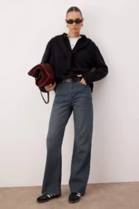 TRENDYOLMİLLA Mavi-Gray High Waist Wide Leg Wide Leg jeans