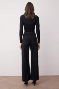 TRENDYOLMİLLA Black High Waist Stone Detailed Wide Leg Wide Leg jeans - Image 4