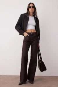 TRENDYOLMİLLA Brown High Waist Wide Leg Wide Leg 100% Cotton Non-Stretch jeans - Image 3