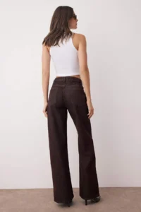 TRENDYOLMİLLA Brown High Waist Wide Leg Wide Leg 100% Cotton Non-Stretch jeans - Image 5