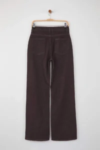 TRENDYOLMİLLA Brown High Waist Wide Leg Wide Leg 100% Cotton Non-Stretch jeans - Image 7