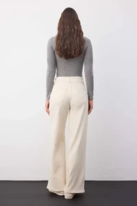 TRENDYOLMİLLA Wardrobe Essentials Ecru High Waist Pocket Detail comfort Flexible Wide Leg Palazzo Pants jeans - Image 4