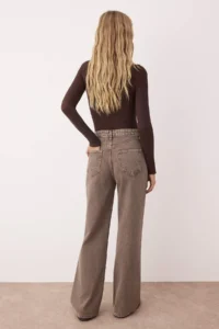 TRENDYOLMİLLA Brown High Waist Vintage Washed Wide Leg Wide Leg 100% Cotton jeans - Image 3