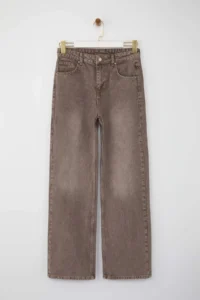 TRENDYOLMİLLA Brown High Waist Vintage Washed Wide Leg Wide Leg 100% Cotton jeans - Image 5