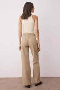 TRENDYOLMİLLA Beige High Waist Vintage Washed Wide Leg Wide Leg 100% Cotton Non-Stretch jeans - Image 4