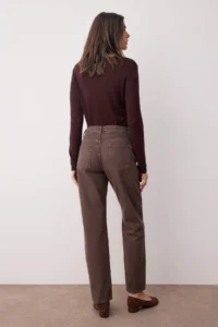 TRENDYOLMİLLA Brown Vintage Wash High Waist Plain Hem Straight 100% Cotton Non-Stretch jeans - Image 4