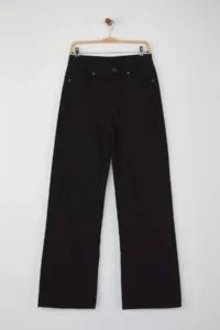 TRENDYOLMİLLA Black High Waist eyelet Binding Detailed Wide Leg Palazzo Pants jeans - Image 5