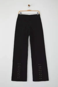 TRENDYOLMİLLA Black High Waist eyelet Binding Detailed Wide Leg Palazzo Pants jeans - Image 6