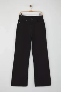 TRENDYOLMİLLA Black High Waist eyelet Binding Detailed Wide Leg Palazzo Pants jeans - Image 7