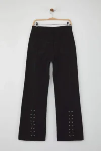 TRENDYOLMİLLA Black High Waist eyelet Binding Detailed Wide Leg Palazzo Pants jeans - Image 8