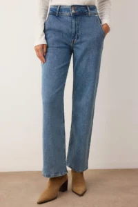 TRENDYOLMİLLA Mavi Waist Detailed High Waist comfort Straight jeans