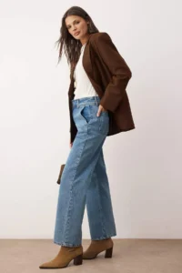 TRENDYOLMİLLA Mavi Waist Detailed High Waist comfort Straight jeans - Image 3