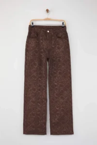 TRENDYOLMİLLA Brown Snake Patterned High Waist Wide Leg jeans - Image 5