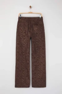 TRENDYOLMİLLA Brown Snake Patterned High Waist Wide Leg jeans - Image 7