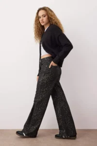 TRENDYOLMİLLA Multicolored Leopard Patterned High Waist Wide Leg Wide Leg jeans - Image 2