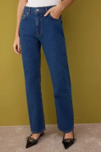 TRENDYOLMİLLA Dark Blue  High Waist Straight jeans - Image 3