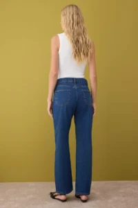 TRENDYOLMİLLA Dark Blue  High Waist Straight jeans - Image 4