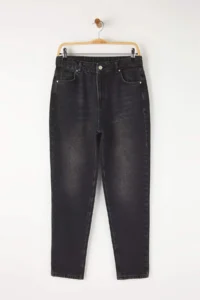 TRENDYOLMİLLA Black High Waist Mom 100% Cotton Non-Stretch jeans - Image 5
