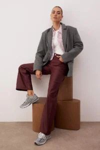 TRENDYOLMİLLA Burgundy Coated High Waist Wide Leg jeans - Image 2