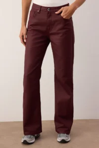 TRENDYOLMİLLA Burgundy Coated High Waist Wide Leg jeans - Image 3