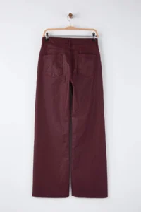TRENDYOLMİLLA Burgundy Coated High Waist Wide Leg jeans - Image 7