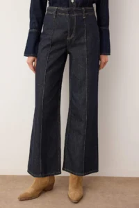 TRENDYOLMİLLA Dark Blue High Waist culotte Fit jeans - Image 3